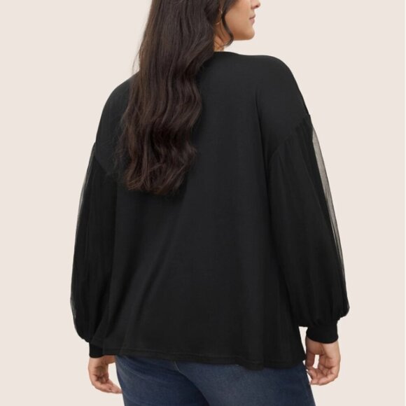 BloomChic Plain Tiered Mesh Patchwork T-shirt Size L ( us size 12) - Picture 2 of 4